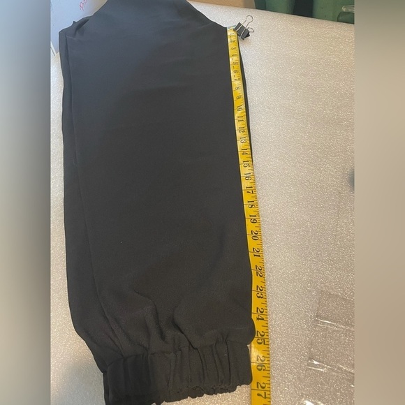 J Jason Wu Black Jogger Black Crepe Wide Leg Draw String Elastic Cuffs L - Picture 5 of 9